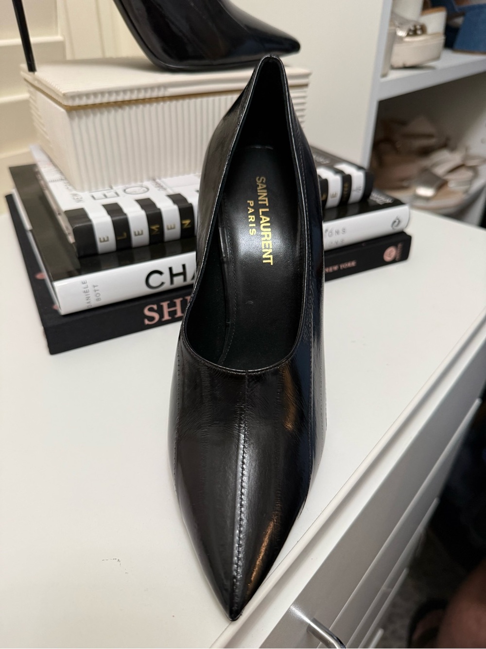Saint Laurent Black Patent Pointed Stiletto Pump - never worn. - Picture 3 of 6